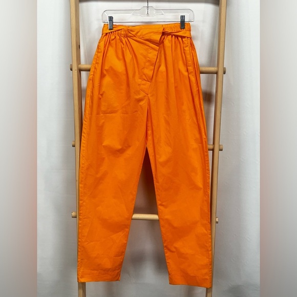 NICHOLAS Orange Cotton TARON wrap waist tapered leg pants size 4 - Picture 3 of 14